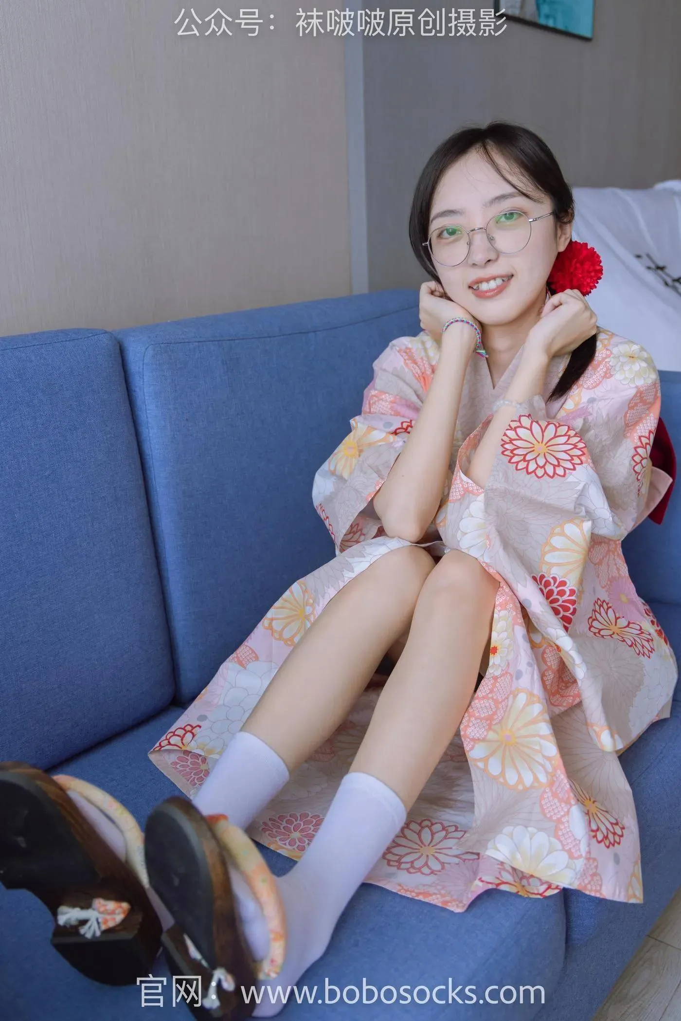 [BoBoSocks袜啵啵]NO.137 稚予-木屐、分指白棉袜、裸足、和风浴衣 [170P]插图2